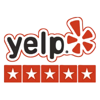 Yelp logo with a 5-star rating