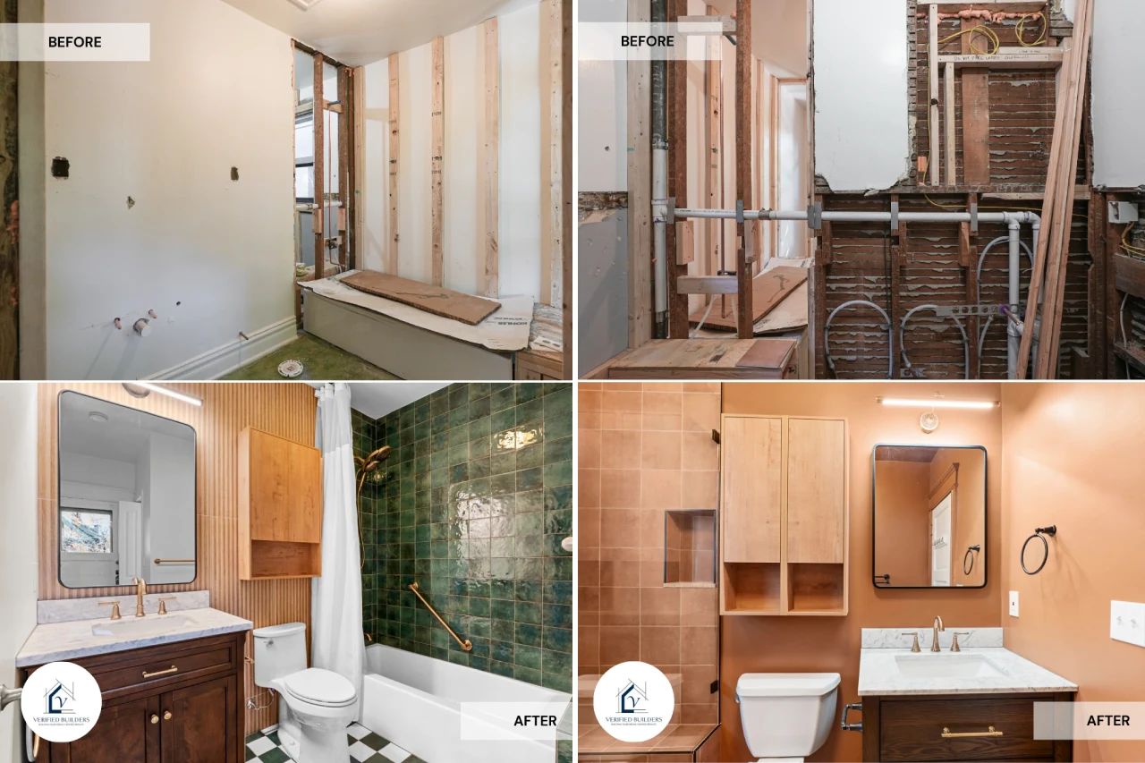 Luxury bathroom remodel Denver CO at 1308 York Street featuring a new master suite addition, custom tile, and walk-in shower by Verified Builders.
